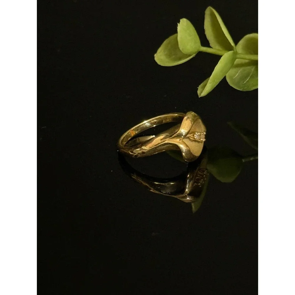 Franklin Mint 14k Yellow Gold Diamond Calla Lily Ring-Vintage